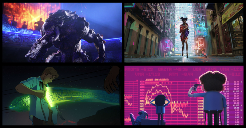 Four of the shorts in Love, Death & Robots